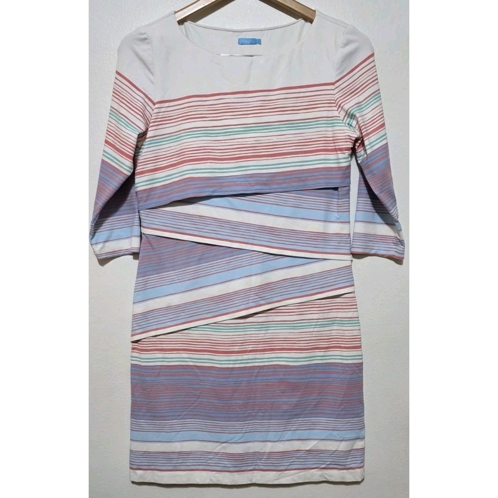 J McLaughlin Womens Catalina Cloth Dress Sz M Nicola Striped Layered Tiered NEW